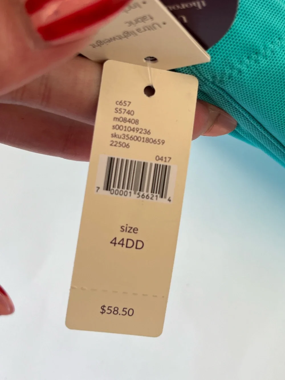 Cacique Lightly Lined Multi Way Strapless Lace Sexy Bra 44D NEW NWT Turquoise - Picture 6 of 6